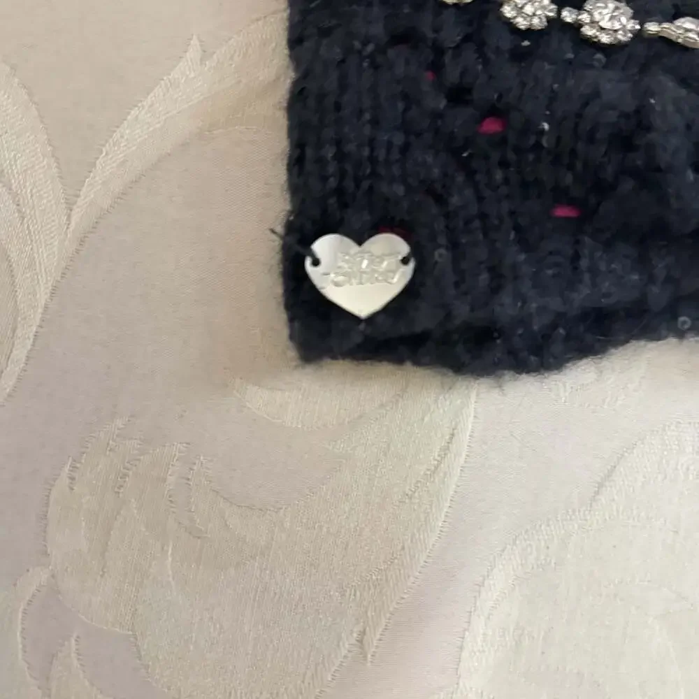 Betsey Johnson Headband Winter Bandana Cream Ice Princess Knit Bling Bling O/S‎